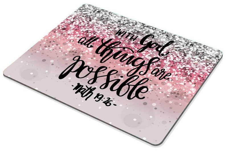 Smooffly Gaming Mouse Pad Custom, with God All Things are Possible Motivational and Inspirational Quote Personality Desings Computer Mouse Pad - Image 4